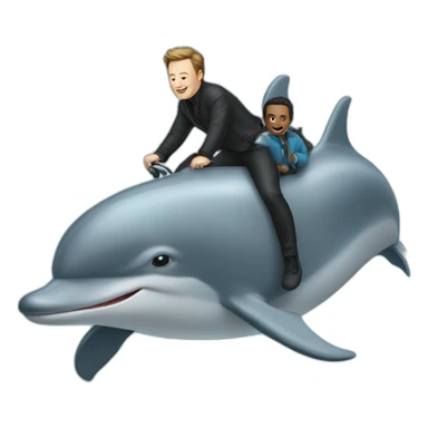 Musk riding a dolphin sticker
