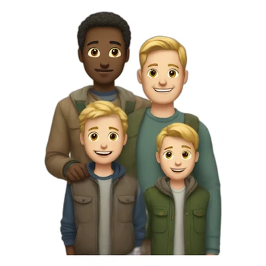 family of three white-skinned men with one son sticker