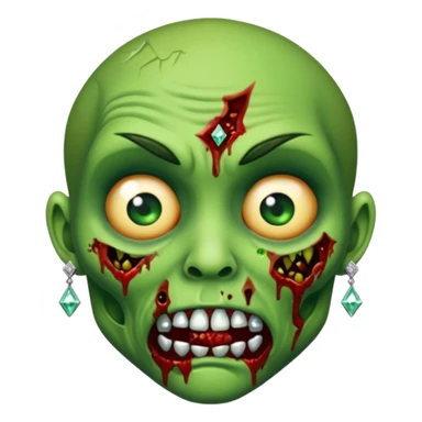 Create a zombie emoji with diamond earring sticker
