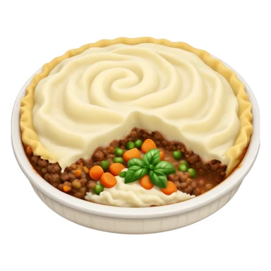 Cinematic Realistic Shepherd's Pie Dish Emoji, depicted with rich, savory minced lamb and vegetable filling topped with creamy mashed potatoes, rendered with exquisite detail and natural warm lighting that highlights its homestyle appeal. sticker