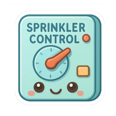 sprinkler control box, cartoon style, friendly look, cute, colorful sticker