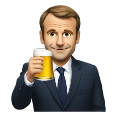 Emanuel Macron qui boit une bière sticker