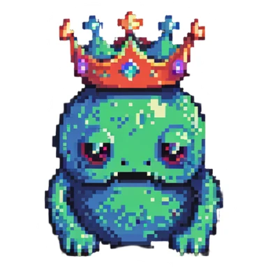 slime monster wearing a simple round crown sticker