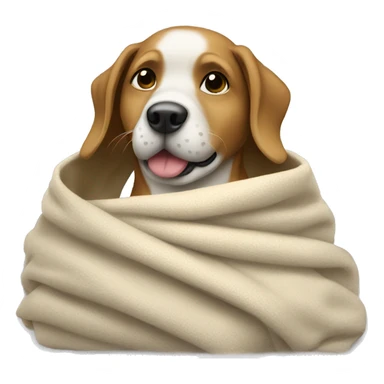  a dog wrapped in a blanket. sticker