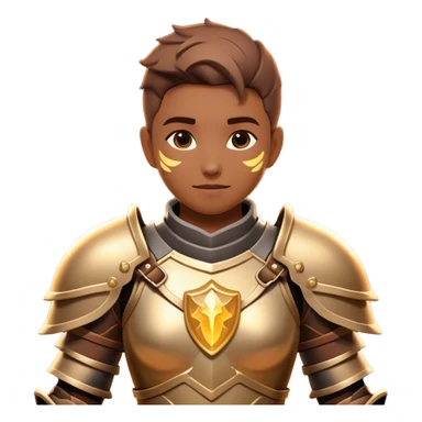 Clash of Clans aesthetic: Cinematic Playful 3D Isometric Armor Portrait Emoji, rendered in a 3D vector-style similar to standard emojis with minimal shading and bold, simplified shapes. A compact, distinct form with signature details, softly glowing with a fantasy RPG magic charm. Simplified yet unmistakably iconic, highly detailed and consistent, glowing with a soft radiance and high shine. Stylized with a touch of heroic grandeur and a soft glowing outline, capturing the essence of a beloved gaming relic with a friendly, playful manner! sticker
