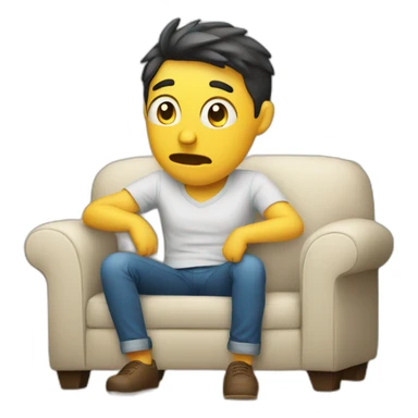 a person complaining about sitting on a sofa sticker