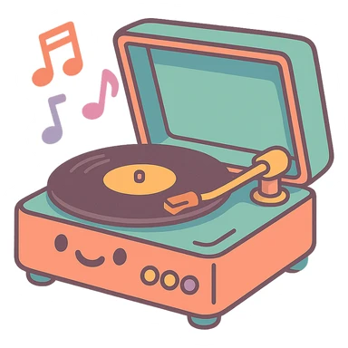 vintage record player with a retro color palette sticker