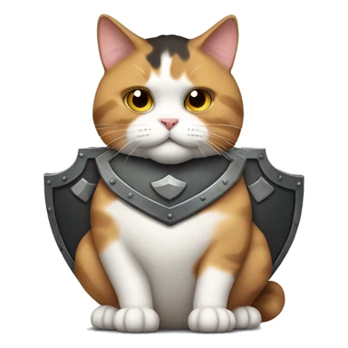 Fat calico cat with a shield  sticker