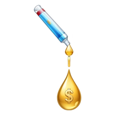 pipette positioned above a golden drop with a dollar sign inside the drop sticker