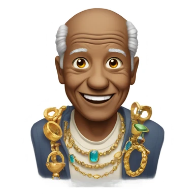 smiling old man with jewelry sticker