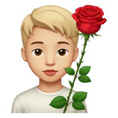 a boy holding a rose  sticker