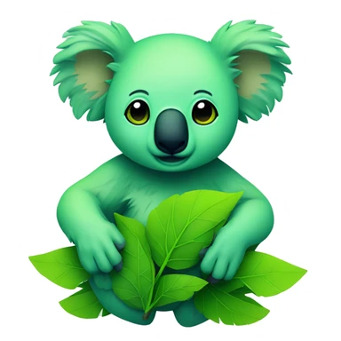 neon green koala with green leafs sticker