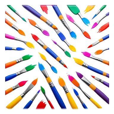 Glass painting icon, hand-painted colorful patterns on a glass surface, visible fine paintbrush and glass object like a vase or decorative plate, bright vibrant colors, no finished artwork, just the painting process, minimalistic style, clean lines, transparent background. sticker