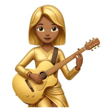 fully golden statue female guitarist sticker