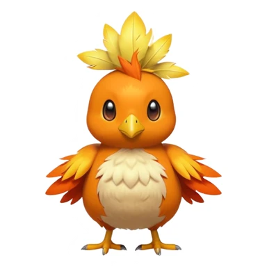 Torchic, the small orange fire-type chick Pokémon with yellow feathers on head and small beak sticker