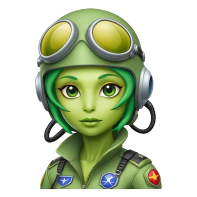 green alien reptilian woman pilot sticker