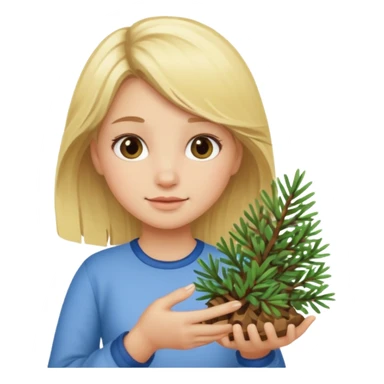 Blonde girl with small pines sticker