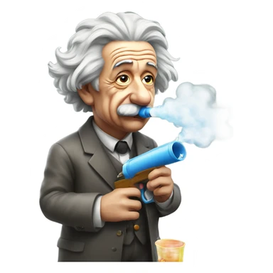 Albert Einstein smoking out the barrell of a water gun sticker