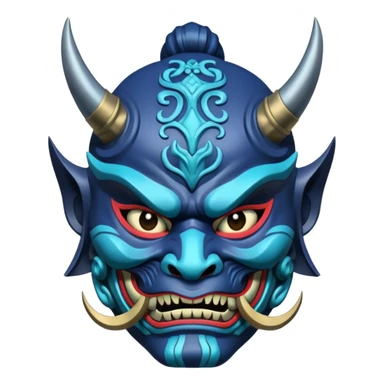 blue samurai oni mask sticker