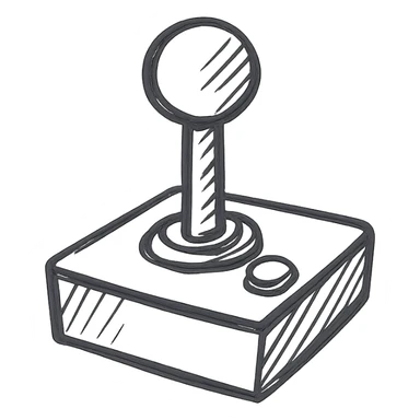 joystick icon, outline only, stroke color #442C58, simple, modern sticker