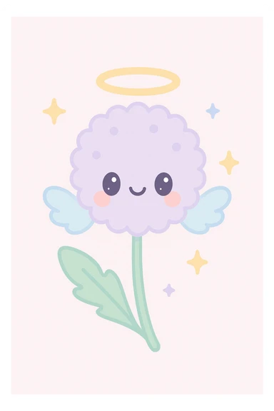 a dandelion with a halo and wings sticker