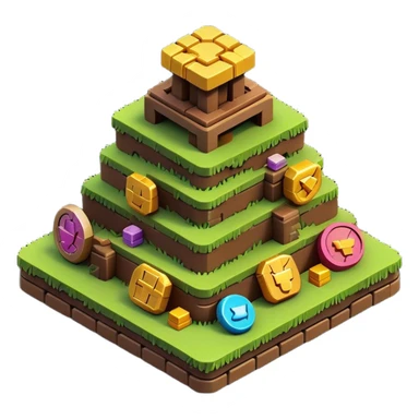 Clash of Clans aesthetic: Cinematic Playful Pixel 3D Coin Stack Emoji, rendered in a 3D vector-style similar to standard emojis with minimal shading and bold, simplified shapes. A compact, distinct form with signature details, softly glowing with a pixelated adventure charm. Simplified yet unmistakably iconic, highly detailed and consistent, glowing with a soft radiance and high shine. Stylized with a touch of classic pixel-art charm and a soft glowing outline, capturing the essence of a beloved gaming relic with a friendly, playful manner! sticker