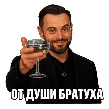 Из герой на фотографии сделай знаменитый мем с Ди Каприо из Великого Гэтсби, слегка рисованный, но при этом реалистичный объемный стиль, прозрачный фон sticker