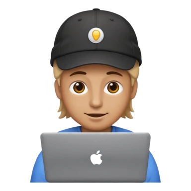 generate a person emoji with his laptop with cap too sticker