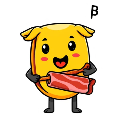 tongue out emoji holding a bacon strip sticker