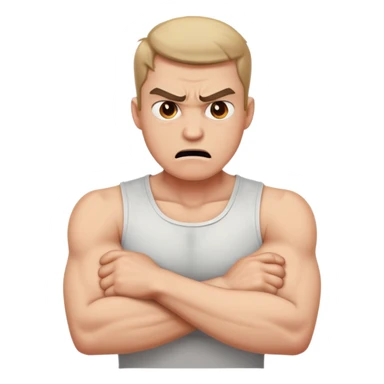 Arms crossed holding neck angry guy sticker