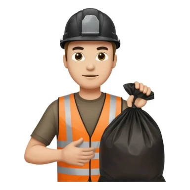 garbage man with black helmet holding garbage  sticker