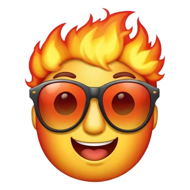 fire with sunglasses  sticker