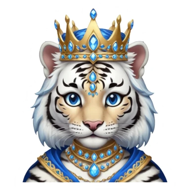 ESO Female white/black tiger khajiit leader of the umbral rose, blue eyes, blue 'third eye' gem, something symbolizing leadership ruling  sticker