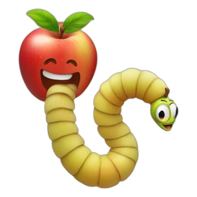 apple and worm sticker