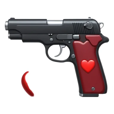 Black hand gun shooting a heart bullets out of the tip  sticker