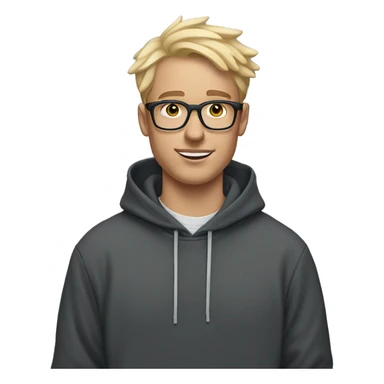 Man, Blond hair, AirPods in the ears, glasses and nike hoodie, 22-25 years old.  sticker