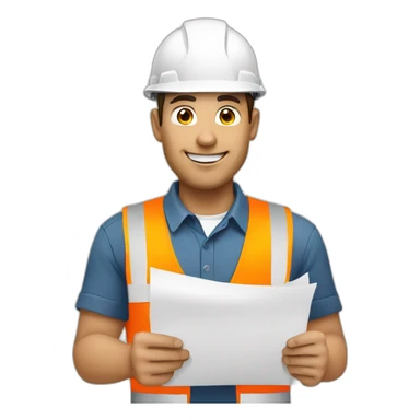  Civil engineer holding a paper sticker