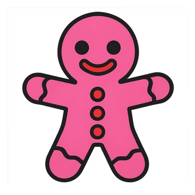 vibrant toon style pink gingerbread man sticker