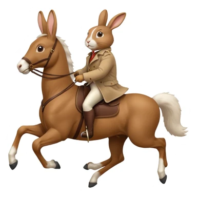 Exciting rabbit galloping on the back of 4 legs horse sticker