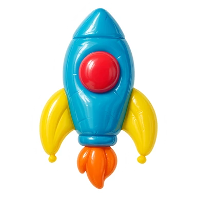 a rocket ship balloon style sticker