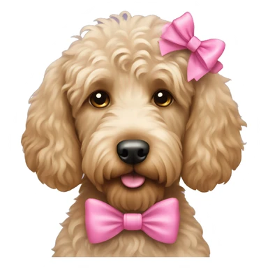 Labradoodle with a pink bow sticker