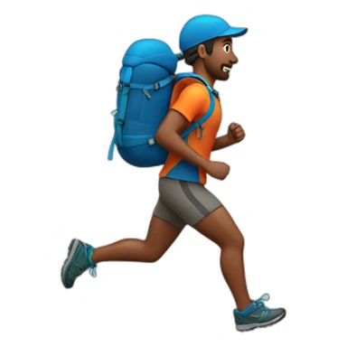 trail runner with backpack in the mountains sticker