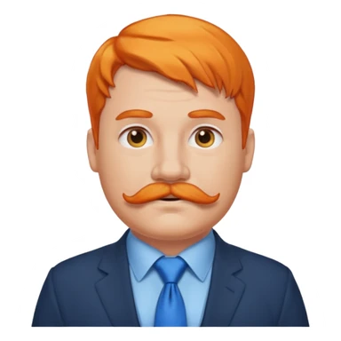 fat orange hair man with mustache & blue tie sticker