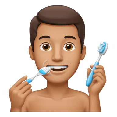 man brushing his teeth sticker
