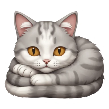 grey and white small cat with its eyes closed lying down with his paw curled under his head holding it up sticker