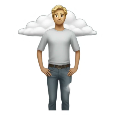 person with his hands on his hips riding a cloud (behind angle) sticker