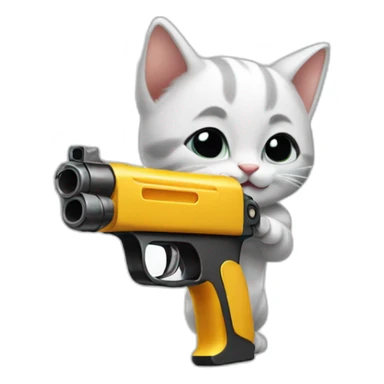 kitten pointing a waterpistol sticker