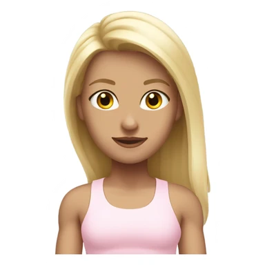 Blonde white fitness girl in light pink clothes sticker