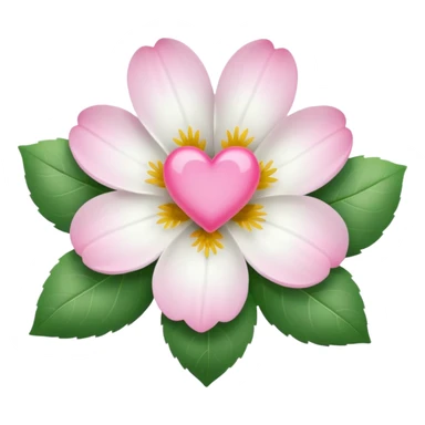 clear white leaf flower with mini pink heart center sticker