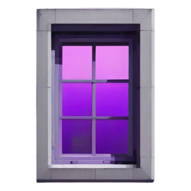 Minimalist gray concrete panel building, slight ghetto vibe, one window with bright purple ultraviolet light for growing plants, simple rectangular shape, stark and bare sticker